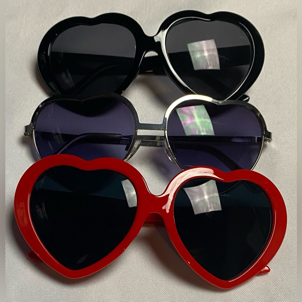Heart-Shaped Sunglasses - Set of 3